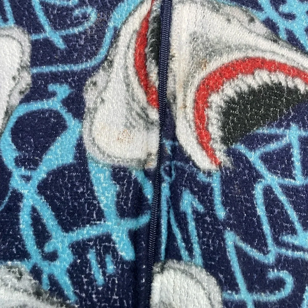 5 for $25🔥Shark Print Zip Front Footless Pajama Jumpsuit Size 14/16‎